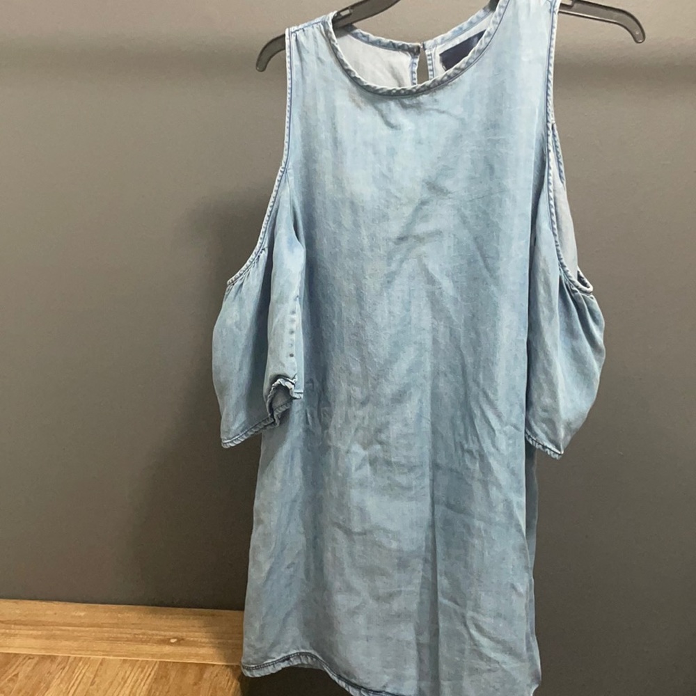 Denim dress with cut off shoulders